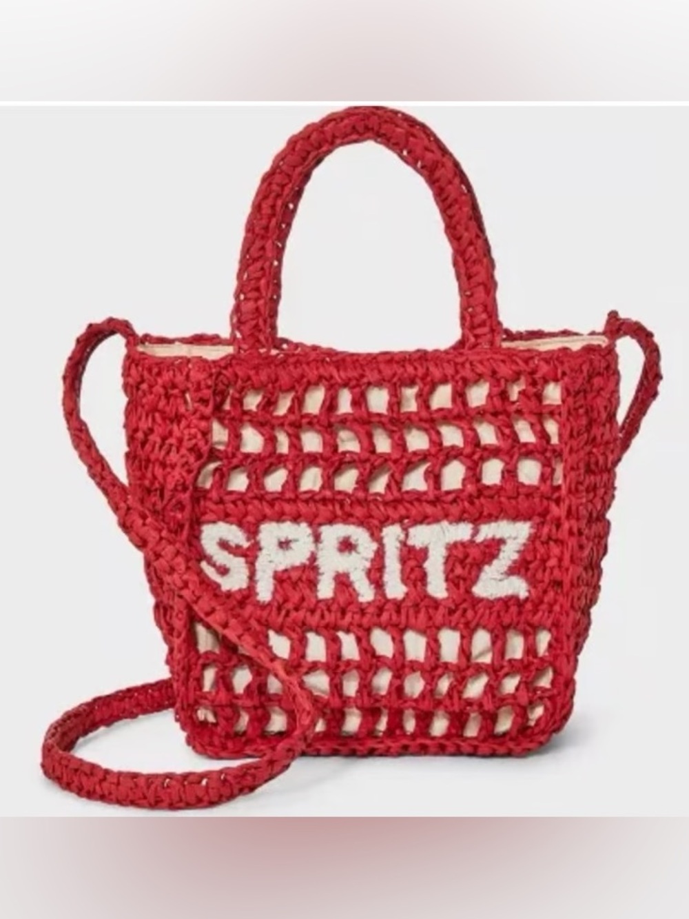 Universal Thread “Spritz” Crochet Raffia Mini Tote | Red